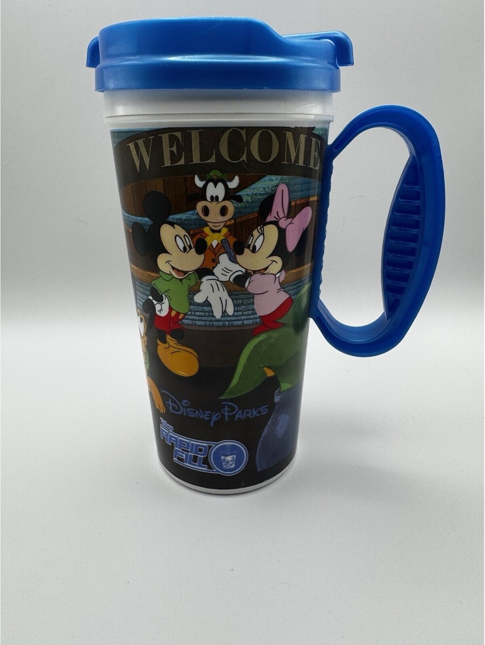 Disney Walt Disney World 16 fl oz Travel Mug w/ Lid & Handle, Blue, Multi